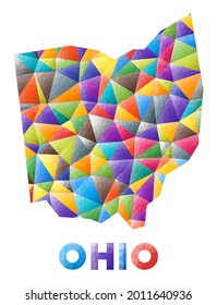 Ohio - colorful low poly US state shape. Multicolor geometric triangles. Modern trendy design. Vector illustration.