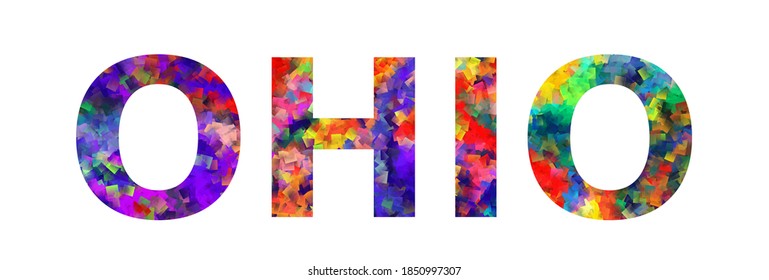 OHIO. Cartel de texto de tipografía colorida. Vector la palabra diseño ohio