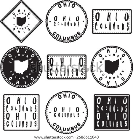 Ohio Columbus Round Seal Map Design