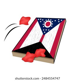 Ohio Cornhole Board Games Vector Illustration. Ohio Flag Board isolated in white background.