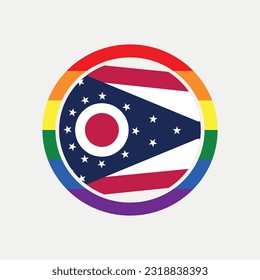 Ohio country flag circle - lgbt flag graphic element Illustration template design
