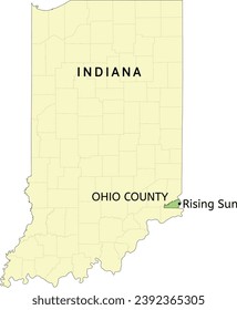 Ohio County and city of Rising Sun location on Indiana state map