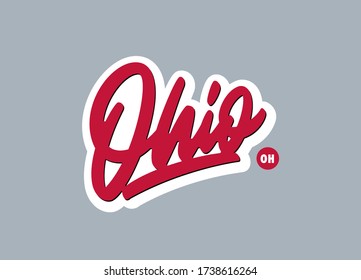 "Ohio" custom script lettering. Editable colours and size.