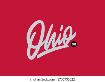 "Ohio" custom script lettering. Editable colours and size.