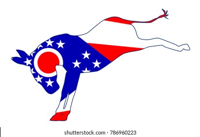 The Ohio Democrat Party Donkey Flag Over A White Background