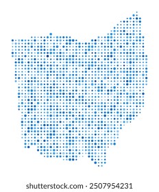 Mapa de puntos de Ohio. Forma De Estilo Digital Estadounidense. Imagen del Vector de Ohio. Usa puntos circulares azules en forma de estado. Hermosa Ilustración vectorial.