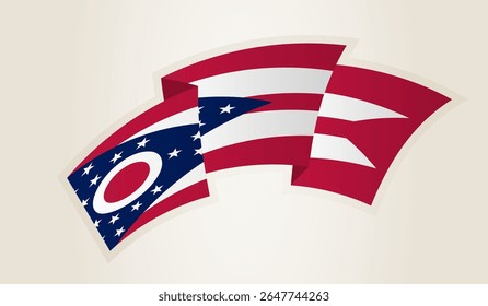 Ohio Flag in Abstract Ribbon Shape, National Symbol of the Ohio. This vector is ideal for use in national events, Independence Day, international sports competitions.