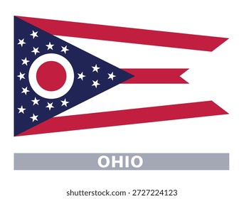 Bandera de Ohio. Banderas del Estado americano en colores y proporciones oficiales