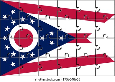 ohio flag made with jigsaw puzzle pieces