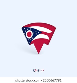 Ohio Flag Map Pointer Design with Shadow. Vector illustrator.