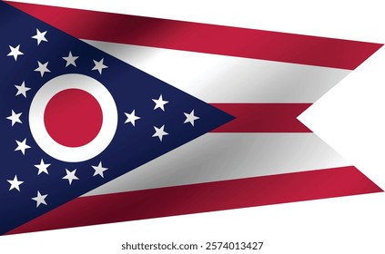 Ohio flag official colors and proportion digital vector illustration. Pleated flag.