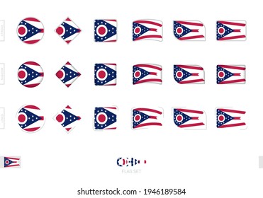 Ohio flag set, simple flags of Ohio with three different effects. Vector illustration.