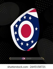 Ohio Flag Shield icon in 3D on Dark Modern Abstract Rugby Background. Perfect for sports events, heritage themes, national celebrations, and patriotic designs.