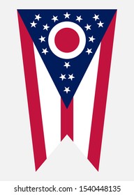 Ohio Flag - Ohio US State Flag Vertical Vector Isolated on Grey Background