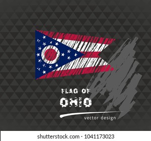 Ohio flag, vector sketch hand drawn illustration on dark grunge background