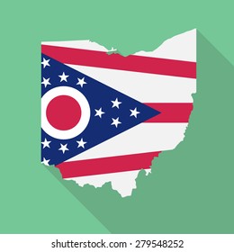 Ohio flag,map flat icon with long shadow. Vector EPS10