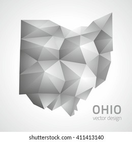 Ohio grey vector polygonal map of America