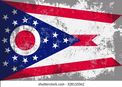 Ohio grunge,scratch,old style state flag. Damaged Ohio flag. Ohio flag with grunge texture. Distressed Ohio flag. State of Ohio grunge style flag