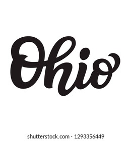 Ohio. Hand drawn US state name isolated on white background. Modern calligraphy for posters, cards, t shirts, souvenirs, stickers. Vector lettering typography