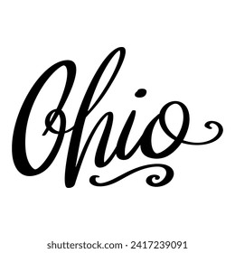 Ohio, hand lettering phrase, poster design, calligraphy vector illustration