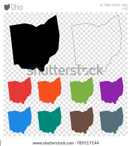 Ohio high detailed map. US state silhouette icon. Isolated Ohio black map outline. Vector illustration.