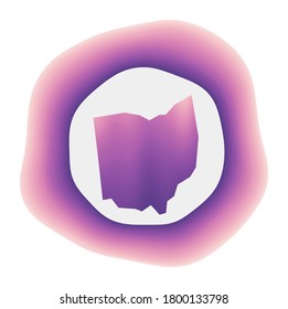 Ohio icon. Colorful gradient logo of the US state. Purple-red Ohio rounded sign with map for your design. Vector illustration.