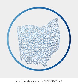 Ohio icon. Network map of the us state. Round Ohio sign with gradient ring. Technology, internet, network, telecommunication concept. Vector illustration.