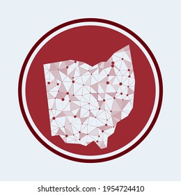 Ohio icon. Trendy tech logo of the us state. Geometric mesh round design. Technology, internet, network, telecommunication concept. Vector illustration.