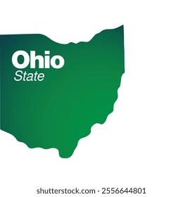 Ohio land state of USA, Map in gradient green color. Vector Illustration.