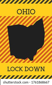 Ohio Lock Down Sign. Yellow us state pandemic danger icon. Vector illustration.