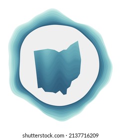 Ohio logo. Badge of the US state. Layered circular sign around Ohio border shape. Modern vector illustration.