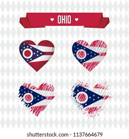 Ohio with love. Design vector broken heart with flag inside.