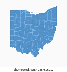 Ohio map blue color. USA state Ohio map icon. Ohio vector modern map. Vector illustration EPS10