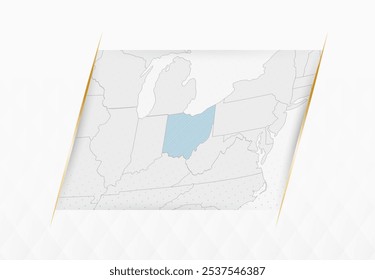 Mapa de Ohio em azul com sotaques moldados em ouro. Mapa vetorial moderno de Ohio. Ilustração de vetor.