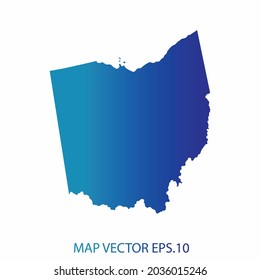 OHIO map, blue gradient color , infographic style , on white background with Map World. Wire frame 3D mesh , map 3D,