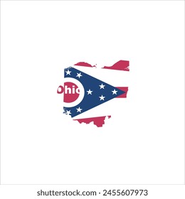 Ohio map and flag colors design on white background