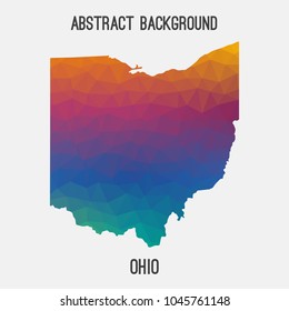 Ohio map in geometric polygonal,mosaic style.Abstract tessellation,modern design background,low poly. Geometric cover, mockup. Vector illustration.