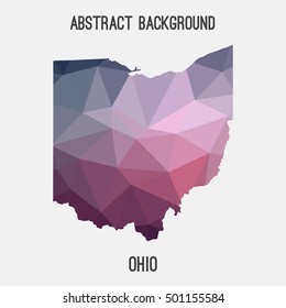 Ohio map in geometric polygonal,mosaic style.Abstract tessellation,modern design background,low poly. Vector illustration.