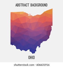 Ohio map in geometric polygonal,mosaic style.Abstract tessellation,modern design background,low poly. Vector illustration.