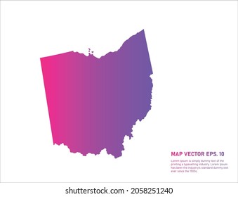 OHIO map gradient color . on white background. 