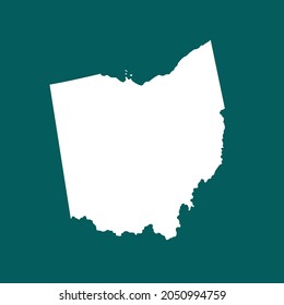 OHIO Karte hoch detailliert. weiße Farbe. auf grünem Hintergrund. Abstraktes Design, Vektorgrafik eps10