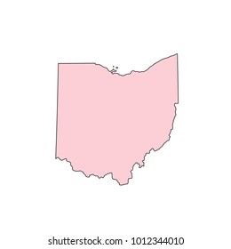 Ohio map isolated on white background silhouette. Ohio USA state.