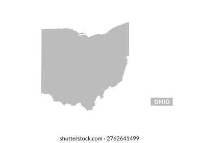 Ohio map - Minimal Flat Vector Illustration in Black and Gray, Isolated on White Background, Ideal for Infographics, Educational Use, Reports, and Presentations.