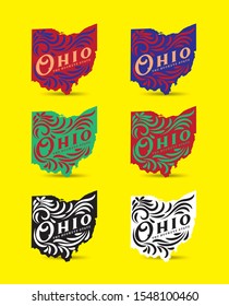Ohio map with nickname The Buckeye State, vector eps