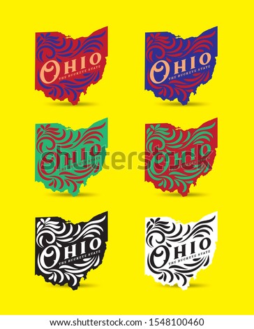 Ohio map with nickname The Buckeye State, vector eps