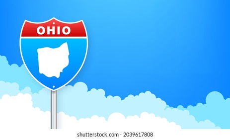 Ohio map on road sign. Welcome to State of Ohio. Vector illustration.