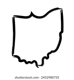 Esbozo de concepto de esquema de mapa de Ohio. Mapa pintado a mano de Vector aislado del estado de EE.UU.