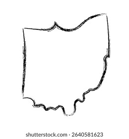 Ohio map outline concept sketch. Isolated vector graphics hand drawn map of US state.