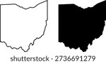 Ohio map outline and silhouette, State of Ohio USA flat vector icon