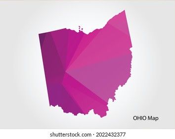 OHIO Mapa Color rosa sobre fondo blanco poligonal